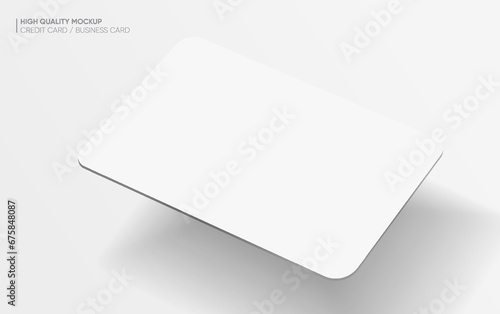 Close up two white blank business cards or credit card mockup on bright background vector EPS10