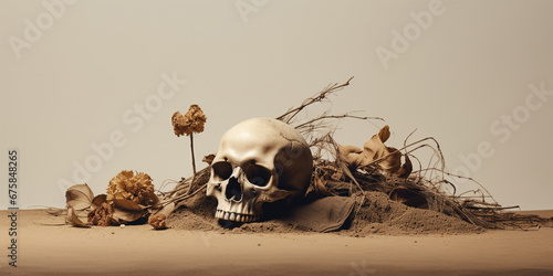Wallpaper of skeleton art. Generative Ai. © 용성 김