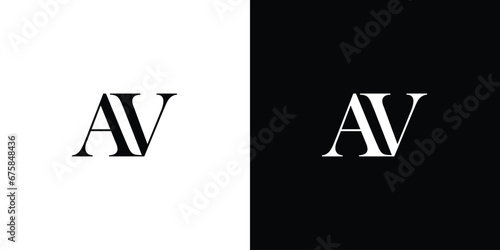 Abstract AV letter design logo logotype icon concept with a serif font and classic elegant style look vector illustration. photo