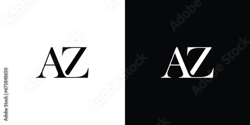 Abstract AZ Letter Logo Design with Cutted Serif Font