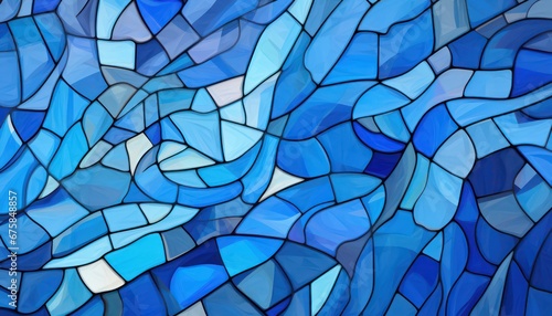 abstract pattern that resembles a mosaic of stained glass in various shades of blue