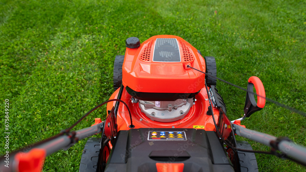 durable smooth lawn mower on green grass