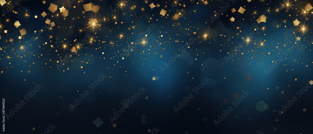 Abstract background with star Dark blue and gold particle Abstract background with star Dark blue and gold particle