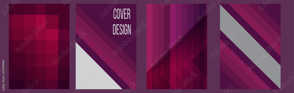 Abstract purple color cover design template. Geometric gradient background. Background for presentation, brochure, catalog, poster, book, magazine decoration. Set of book cover brochure template Abstract purple color cover design template. Geometric gradient background. Background for presentation, brochure, catalog, poster, book, magazine decoration. Set of book cover brochure template