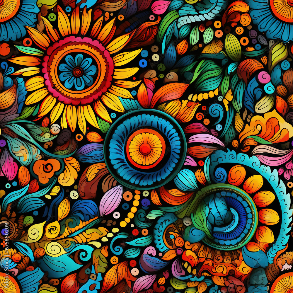 Mandala decoration cartoon repeat pattern Mandala decoration cartoon repeat pattern