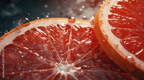 Grapefruit Fresh delicious ripe fruits, a beautiful selling picture with moisture gloss and drops of water on the fruit, diet for athletes, vegetarians, nutriology fitness