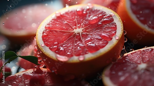 Grapefruit Fresh delicious ripe fruits  a beautiful selling picture with moisture gloss and drops of water on the fruit  diet for athletes  vegetarians  nutriology fitness