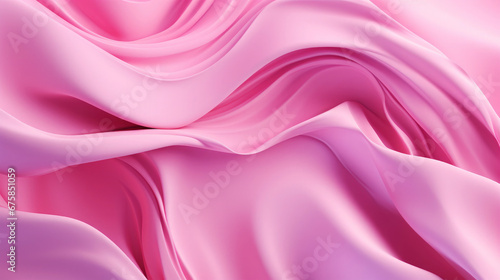Pink soft silk or satin laying in waves and curves in 3d, luxury smooth elegant textile background texture