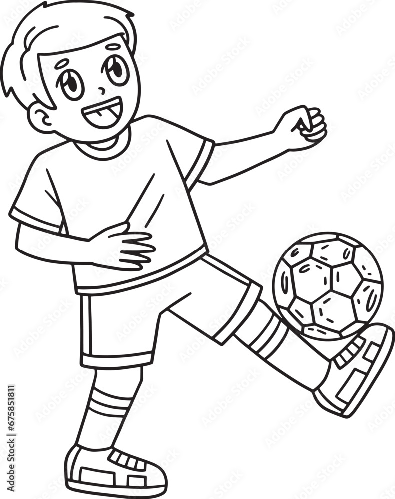 Boy Balancing a Soccer Ball with a Foot Isolated Boy Balancing a Soccer Ball with a Foot Isolated