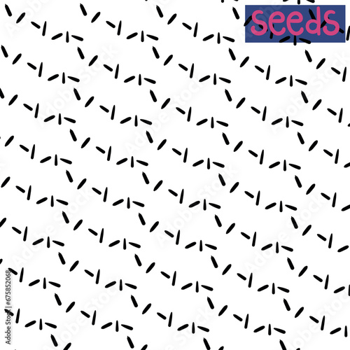 Many small dots or seeds form the texture. At the top there is the inscription "seeds".