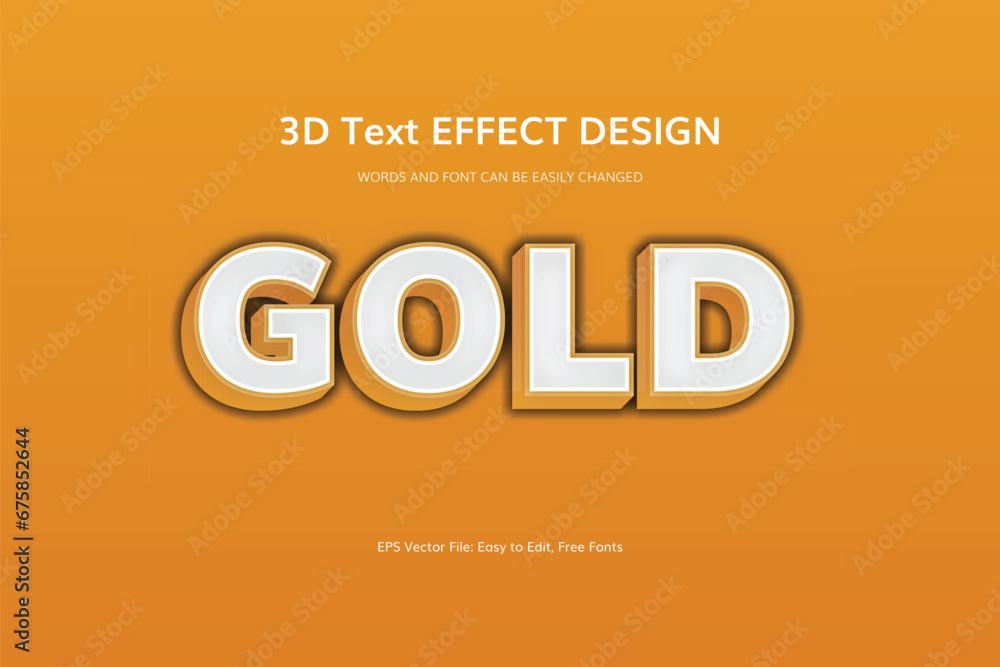 Gold 3D text effect design, 100% editable vector design Gold 3D text effect design, 100% editable vector design