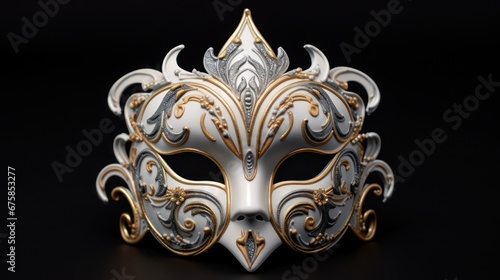 elegance gold and white venetian carnival mask,closeup 