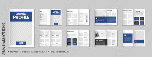 Company profile, multipage flyer brochure, 16 pages portfolio magazine, annual report, catalog and a4 multipage template design
