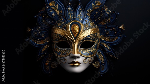  royal design of the carnival mask , gold with navy blue ,black background  © Klay