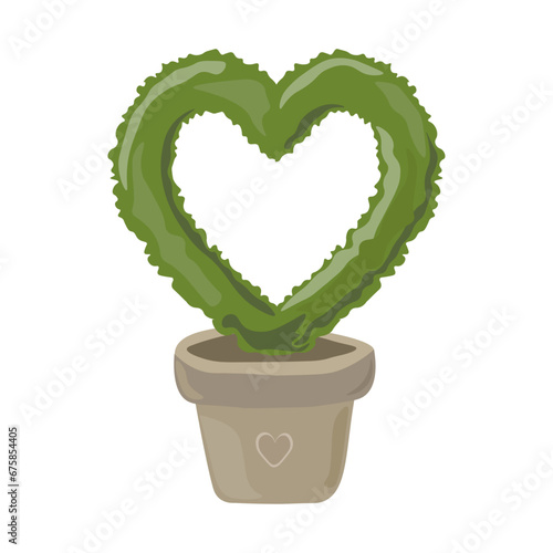 topiary art of forming bush in the shape of a heart using  haircut