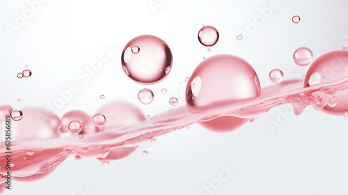 Air bubbles for cosmetics product on white background. Serum oil drops in water. Generation AI