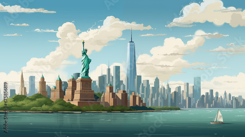 Vibrant Illustration New York City Skyline photo