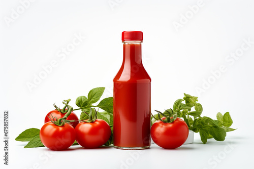 Glass Jar or Bottle Mock up with Taco Tomato Sauce or Ketchup. 3D render packaging template.