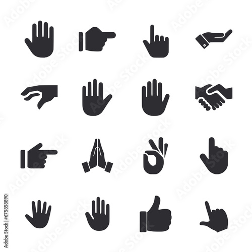 Set of hand gestures icon for web app simple silhouettes flat design photo