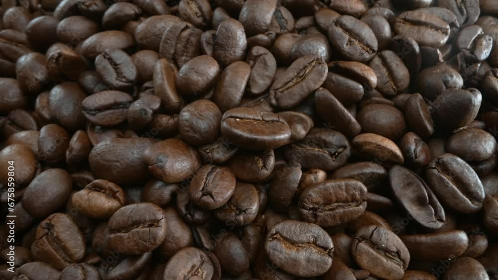 Close-up Macro Zoom In Out Shot of Roasted Coffee Beans Close-up Macro Zoom In Out Shot of Roasted Coffee Beans