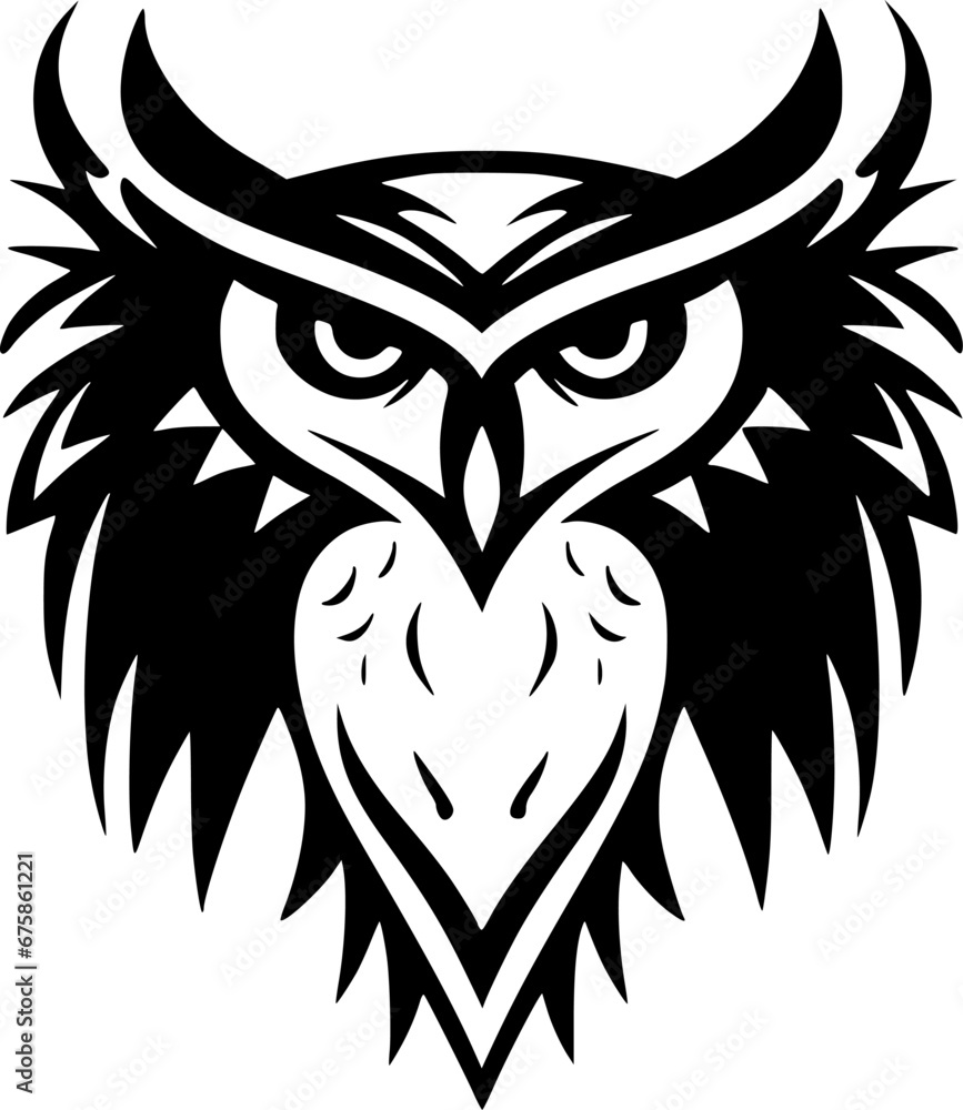 Owl | Black and White Vector illustration Owl | Black and White Vector illustration
