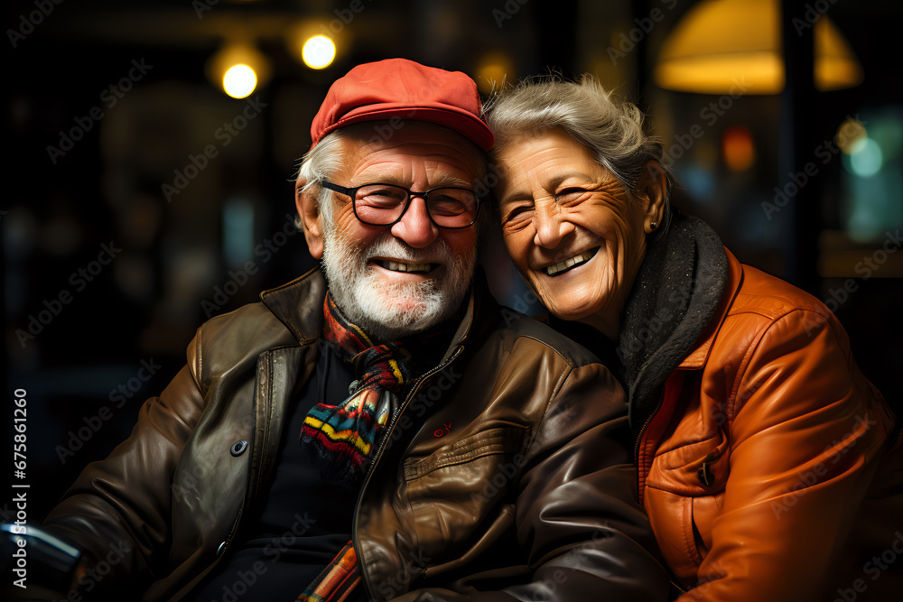 same-sex happy elderly gay couple celebrating