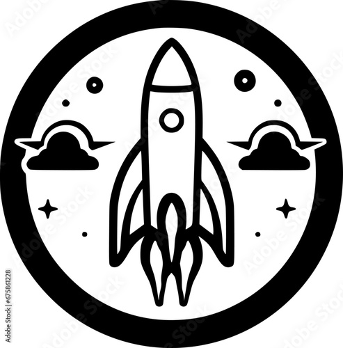 Rocket | Black and White Vector illustration
