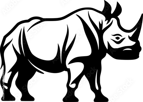 Rhinoceros - Black and White Isolated Icon - Vector illustration