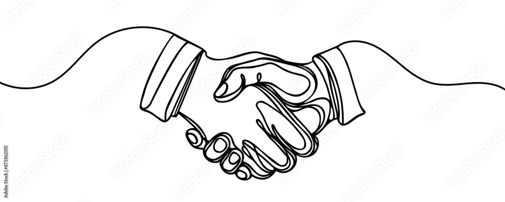 continuous line drawing of handshake. Vector illustration continuous line drawing of handshake. Vector illustration