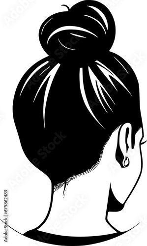 Messy Bun | Minimalist and Simple Silhouette - Vector illustration