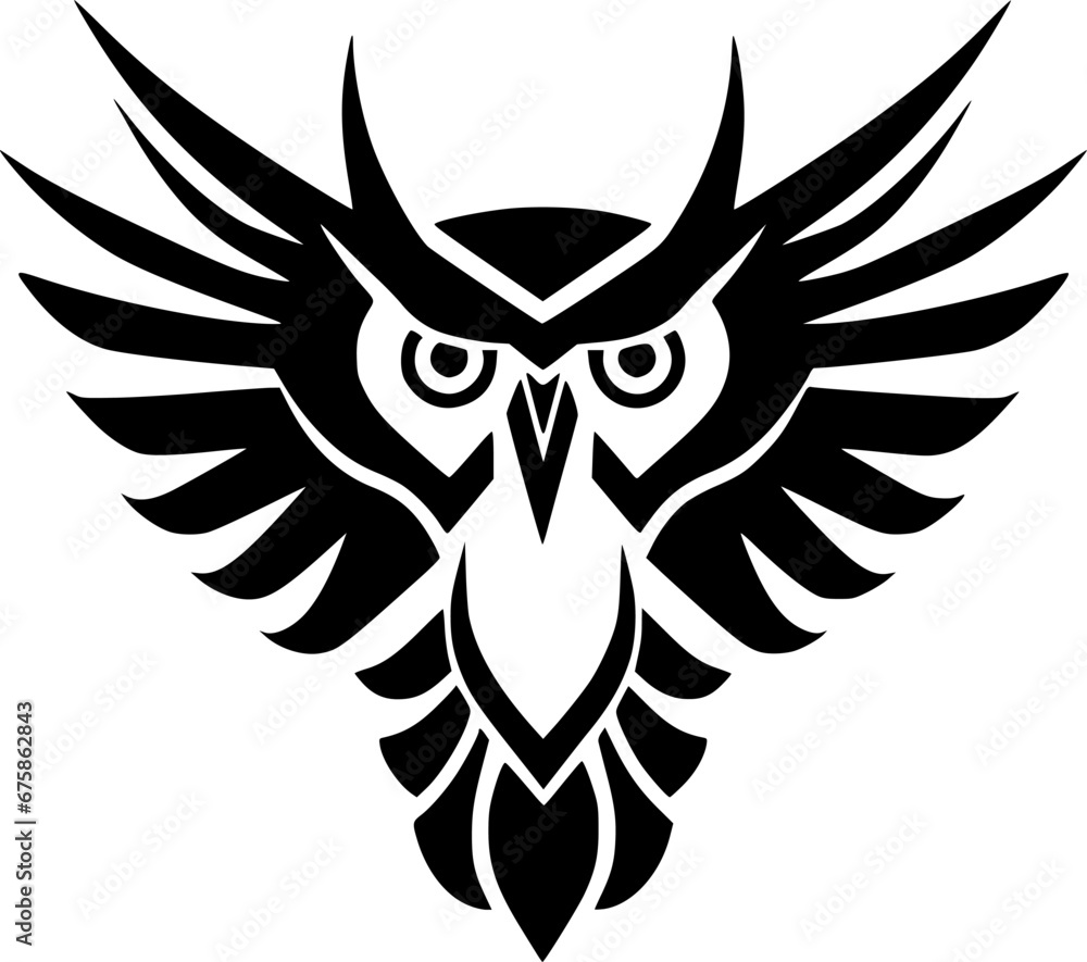 Obraz premium Owl - Black and White Isolated Icon - Vector illustration