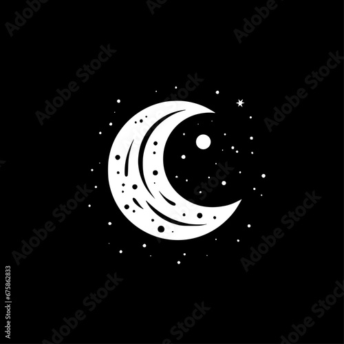 Moon - Black and White Isolated Icon - Vector illustration