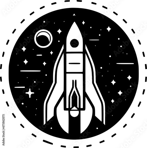Rocket | Black and White Vector illustration