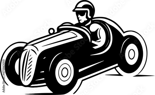 Racing | Black and White Vector illustration