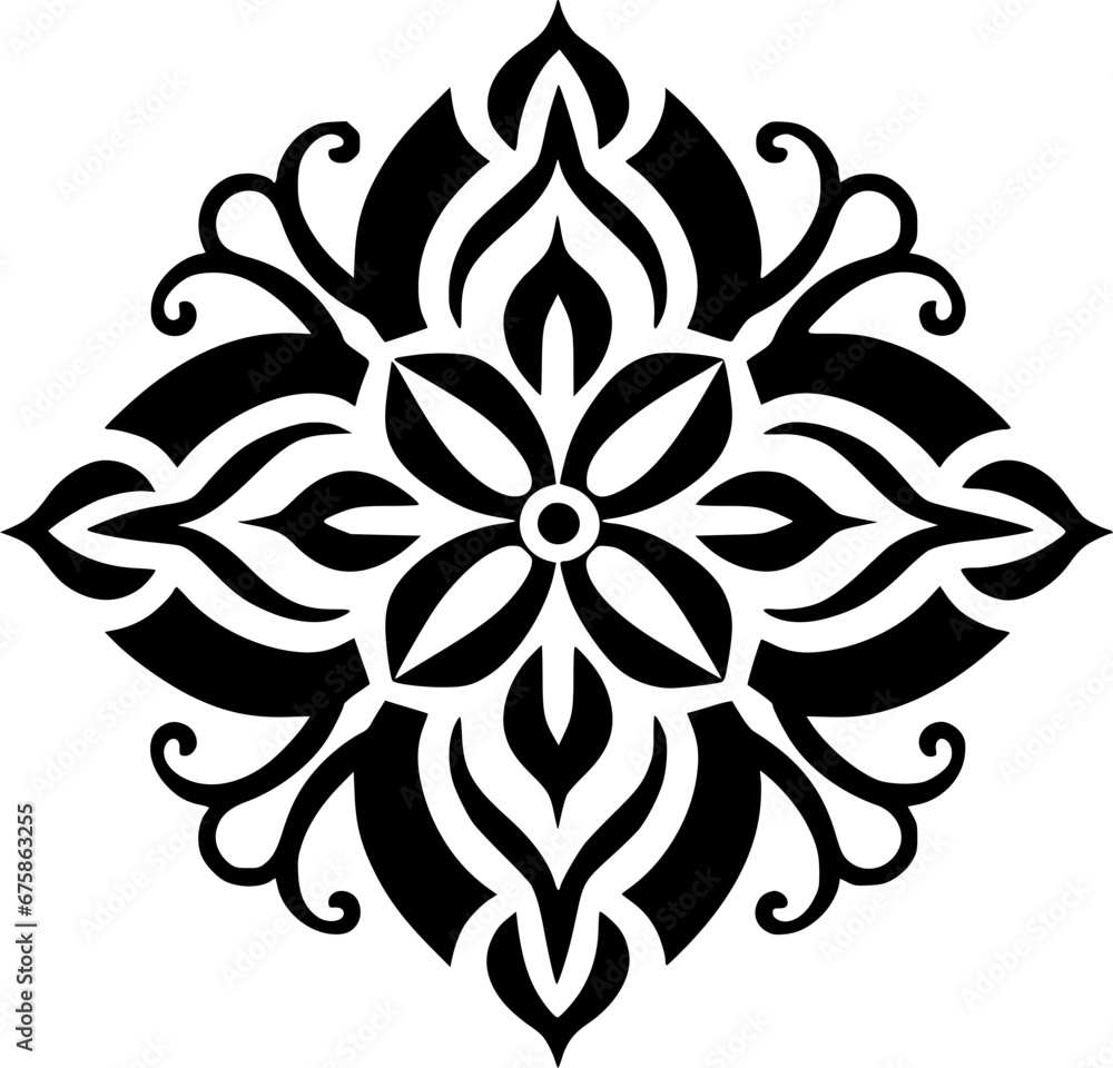 Mandala - Black and White Isolated Icon - Vector illustration Mandala - Black and White Isolated Icon - Vector illustration