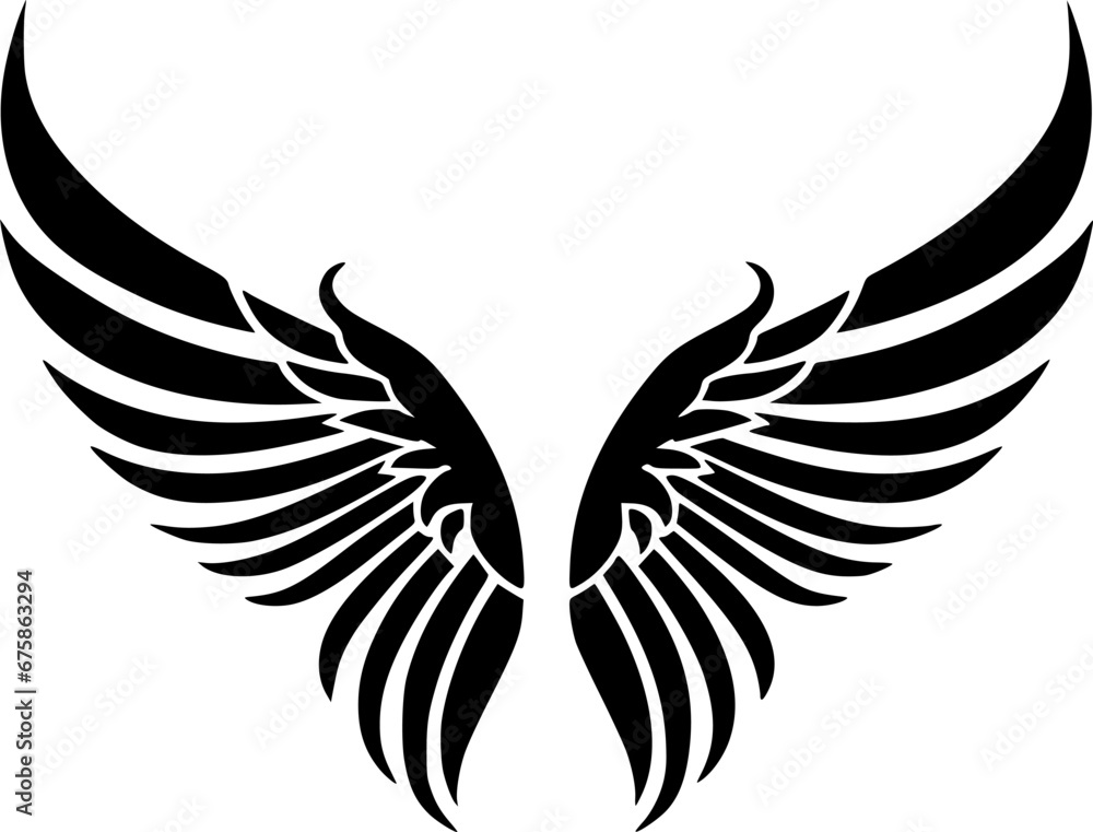 Obraz premium Angel Wings - Black and White Isolated Icon - Vector illustration
