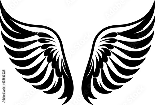 Angel Wings | Black and White Vector illustration
