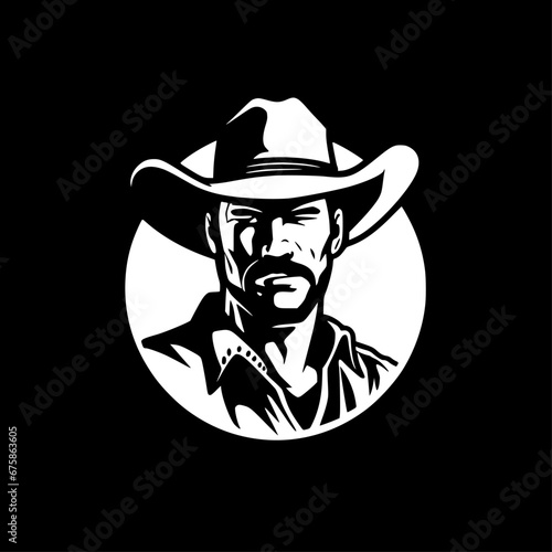 Cowboy | Black and White Vector illustration