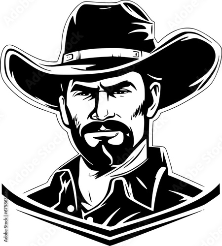 Cowboy - Black and White Isolated Icon - Vector illustration