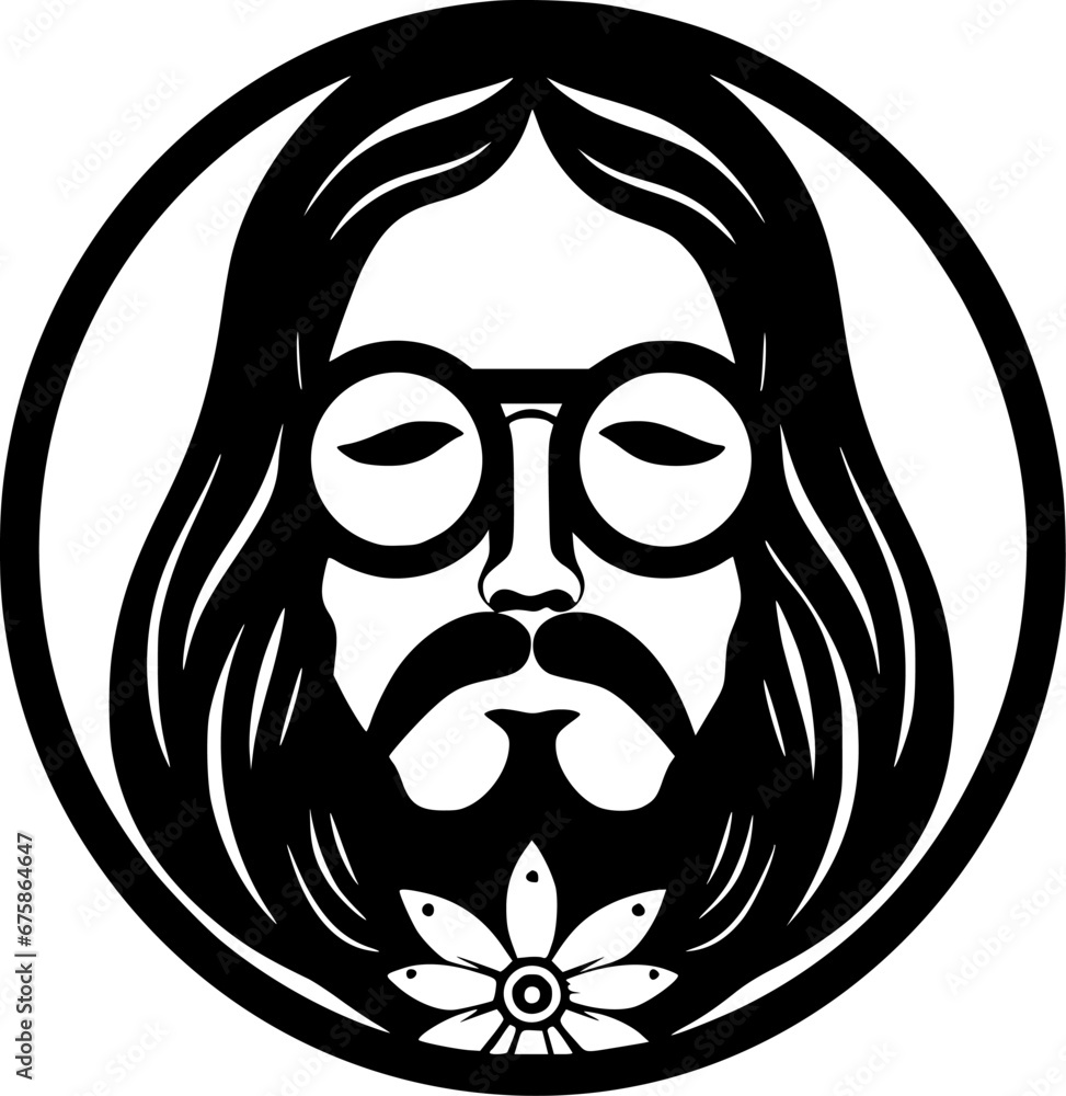 Fototapeta premium Hippy | Black and White Vector illustration