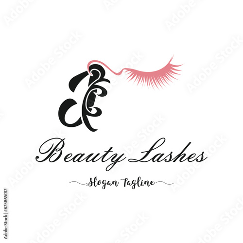 BEAUTY EYELASH EXTENTION LOGO WITH LETTER DESIGN