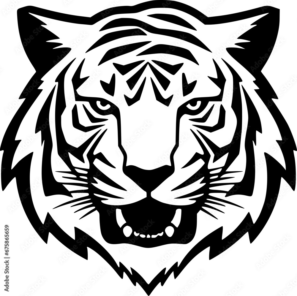 Fototapeta premium Tiger | Black and White Vector illustration