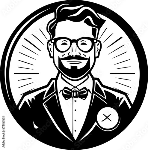 Teacher | Black and White Vector illustration