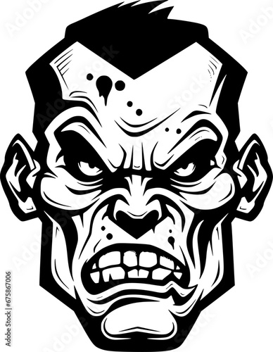Zombie - Black and White Isolated Icon - Vector illustration