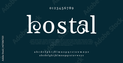 Hostal Modern elegant alphabet design with uppercase, numbers and symbol