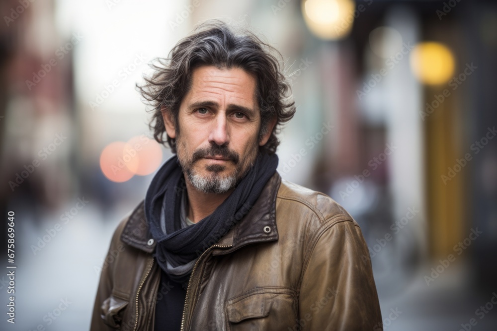 Handsome man with a coat and scarf on a city street Handsome man with a coat and scarf on a city street