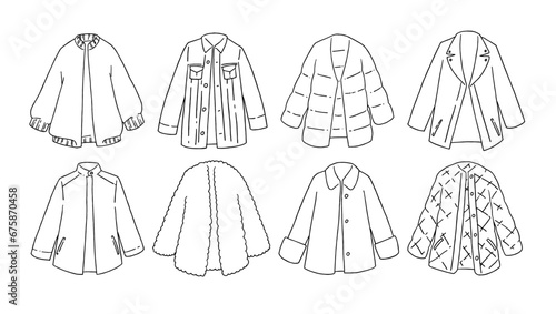 白のショートコートのイラストセット