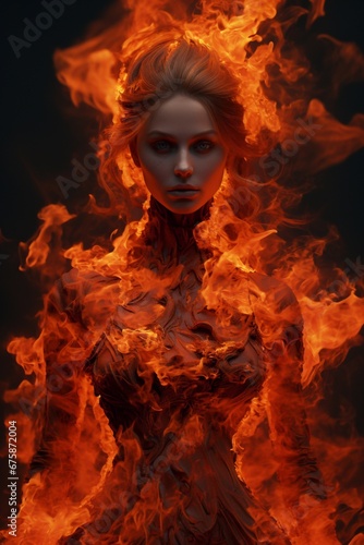 portrait of woman in the fire
