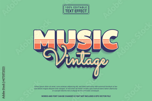 Editable text effect Music Vintage 3d cartoon template style modren premium vector
