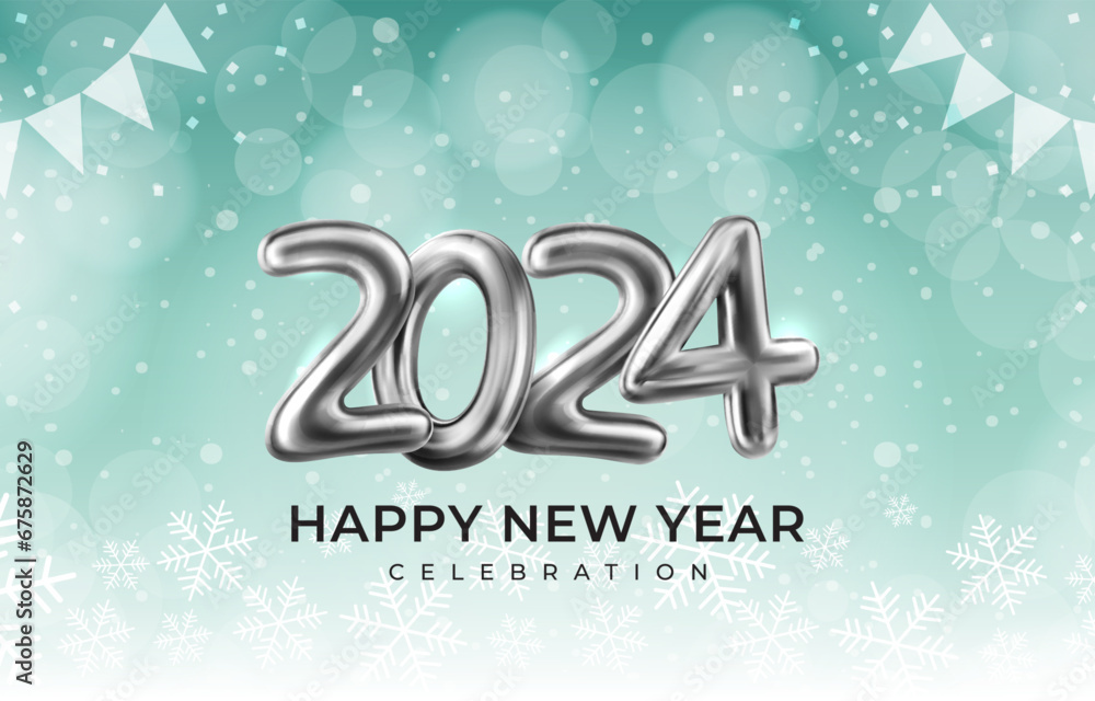 2024 happy new year with beautiful shiny green background design 2024 happy new year with beautiful shiny green background design